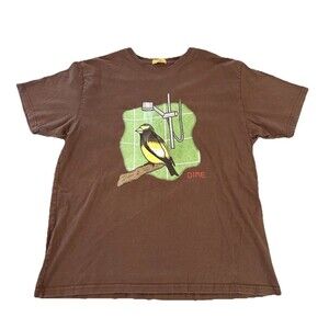 Dime MTL Montreal Untitled Goose Game T-Shirt Yellow Bird Under Shower Brown XXL